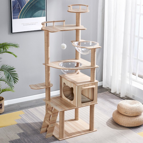 Cat Climbing Tree Manufacturer - Custom Eco-friendly With Scratching Post Large Integrated Wooden House