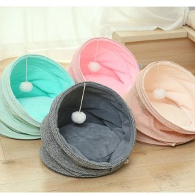 Cat Cave Bed Manufacturer - Pop-Up Plush Semi-Enclosed Tunnel House Foldable Design Play Ball