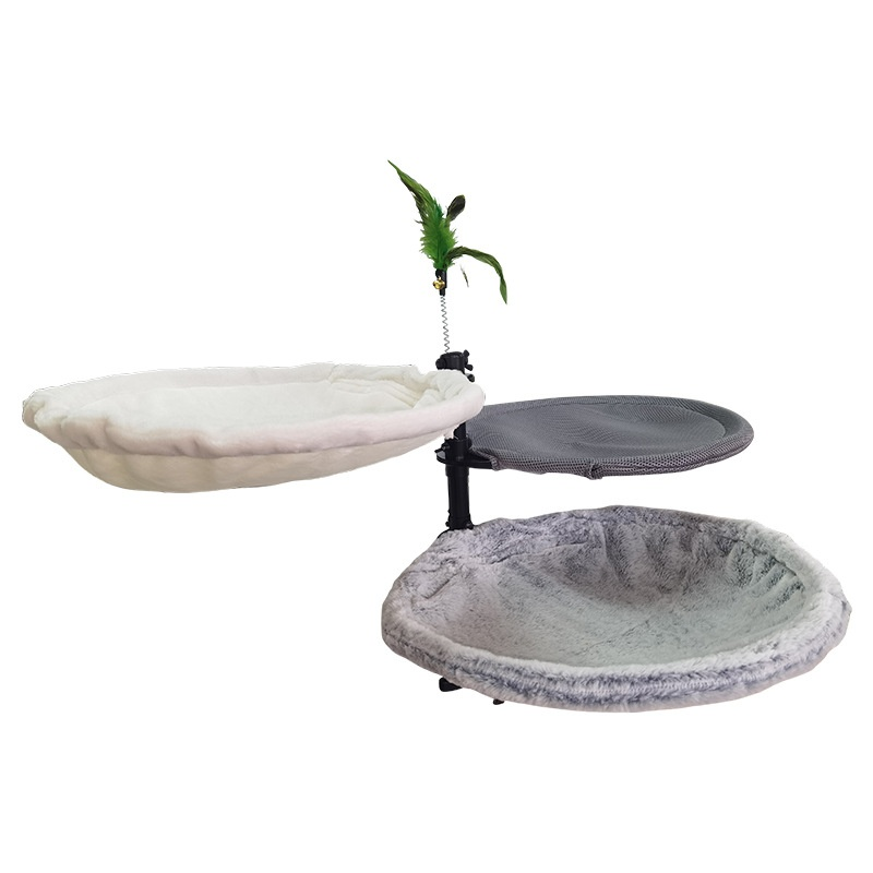 Cat Hammock Factory - Rotation Adjustable Height Soft Kitten Bed Neutral Desk Space Saving Climbing