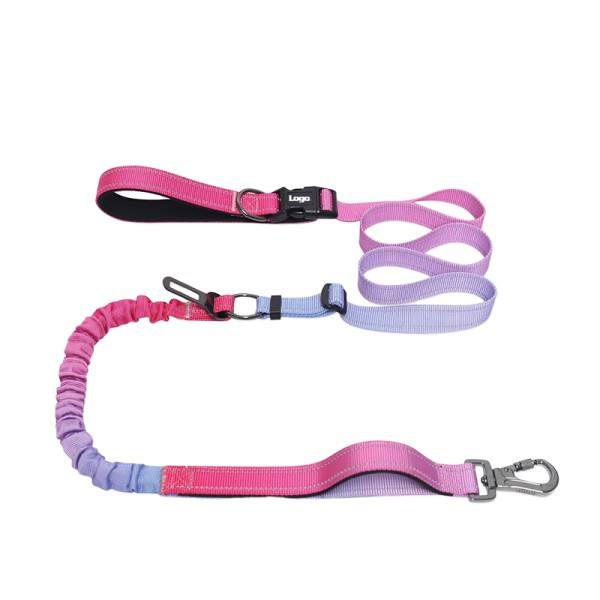 Dog Leash Factory - Luxurious Nylon Dual Elastic Handles 3m Heavy Duty Bungee Highly Reflective