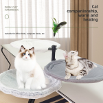 Cat Hammock Factory - Rotation Adjustable Height Soft Kitten Bed Neutral Desk Space Saving Climbing