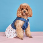 Princess Dress Supplier - Comfy Puppy Floral Vest Suspender Skirt Lace Trim Tutu Denim Spliced