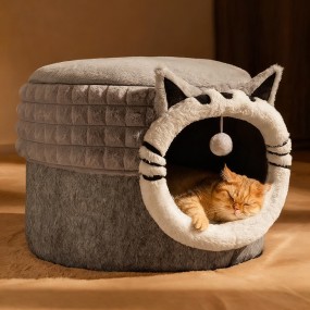 Pet Bed Supplier - Semiconfined Round Soft Plush Anti-Slip