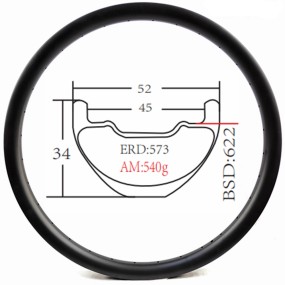 Enduro MTB Rim Factory - 52mm Width 34mm Depth 27.5er Hookless