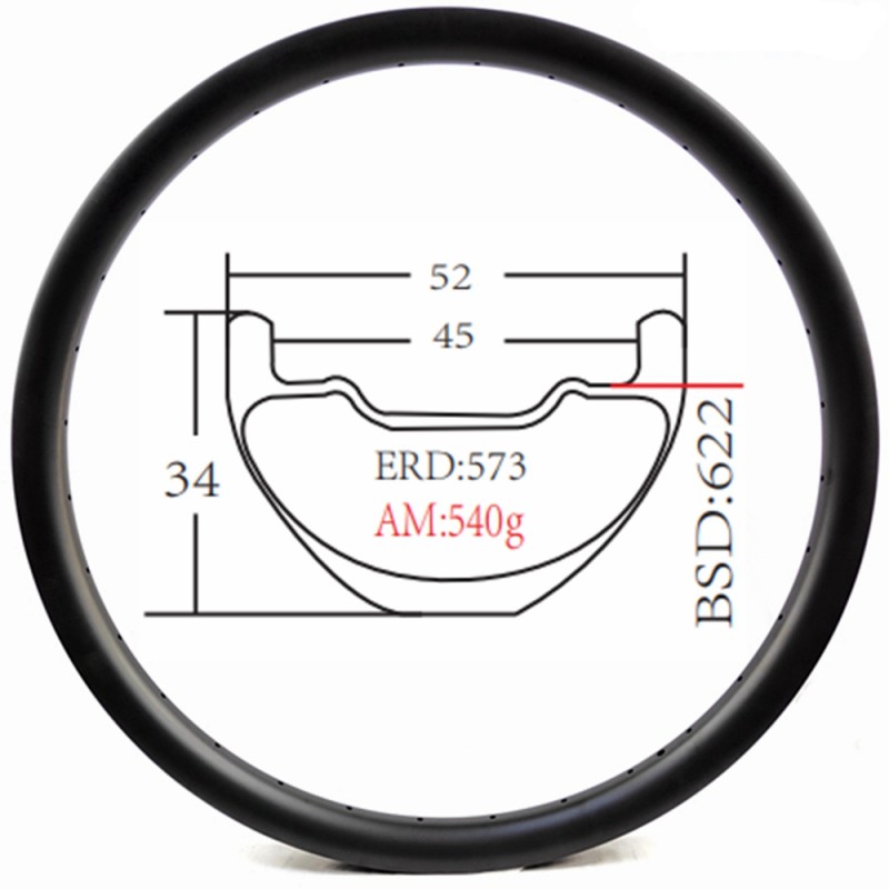 Enduro MTB Rim Factory - 52mm Width 34mm Depth 27.5er Hookless