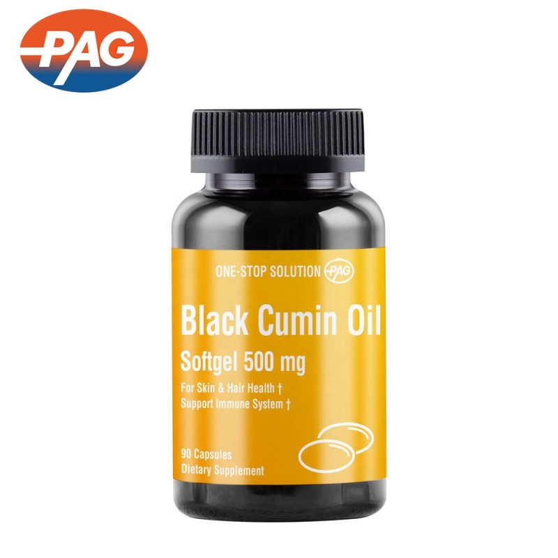 Private Label Custom Fish Gelatin Skin Hair Health Supplement Nigella Sativa Black Seed Oil Black Cumin Oil 500Mg