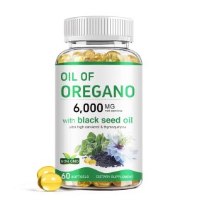 High-Concentrated Oil of Oregano Black Seed Oil Supplement Non-GMO Immune Health Booster for Adults with Carvacrol Thymoquinone