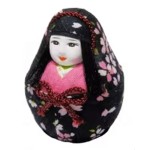 玩偶生产厂家 - 姬达摩樱花图案黑色版