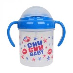 婴儿吸管杯厂家 - 200ml蓝色卡通塑料吸管