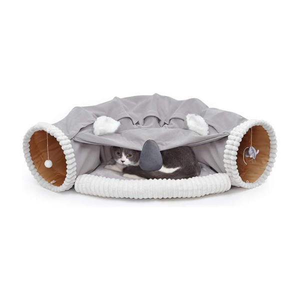 猫隧道厂家 - 2合1清新棕色窝半开放