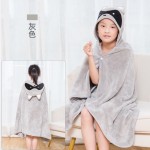 婴儿浴巾生产厂家 - 卡通珊瑚绒连帽海滩