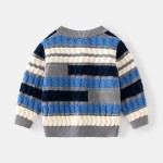 儿童毛衣厂家 - 长袖圆领条纹电缆