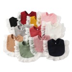 婴儿围兜厂家 - 荷叶边纱巾棉吸水面料代工