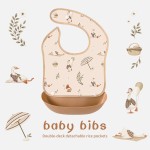 婴儿围兜厂家 - 防水卡通可拆卸免洗