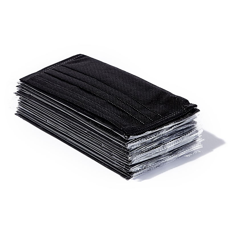 口罩供应商-黑色口罩三层独立包装鼻夹