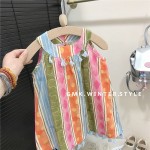 夏季连衣裙生产厂家 - 女孩花卉吊带海滩裙