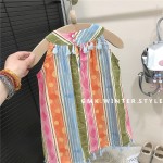 夏季连衣裙生产厂家 - 女孩花卉吊带海滩裙