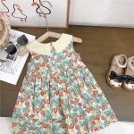 女孩连衣裙厂家 - 花卉亚麻韩版西部生日