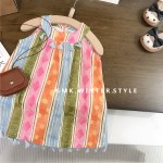 夏季连衣裙生产厂家 - 女孩花卉吊带海滩裙