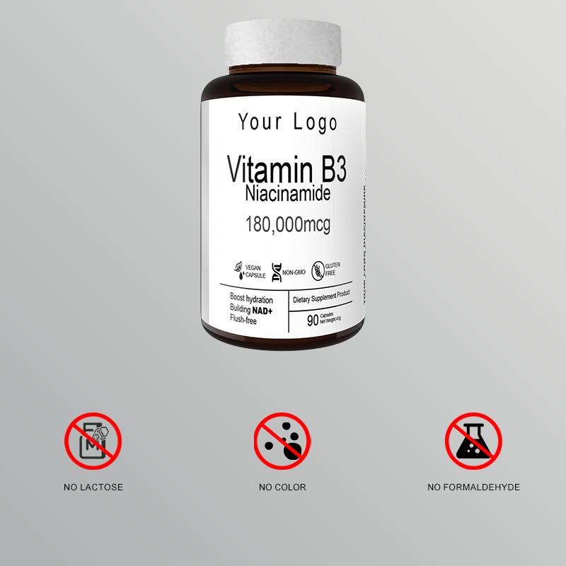 Amazon Hot 1800 mg Nicotinamide Capsules Gluten-Free Premium Beauty Product for Women Pills Dosage Vitamin for Brightening Skin