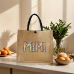 黄麻托特包生产厂家 - 纽扣锁热转印手袋