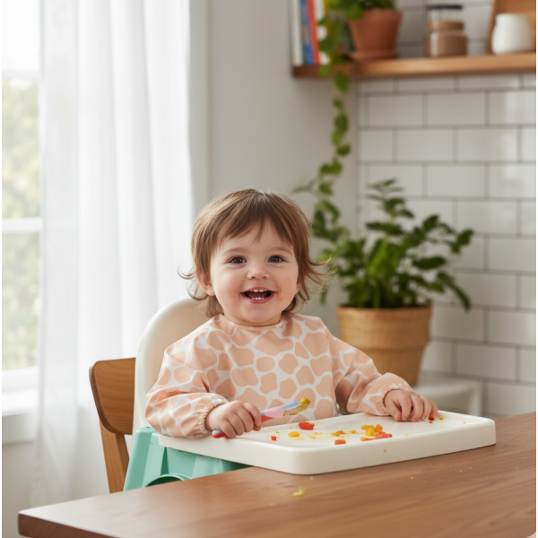 婴儿围兜生产厂家 - 批发定制PU长袖