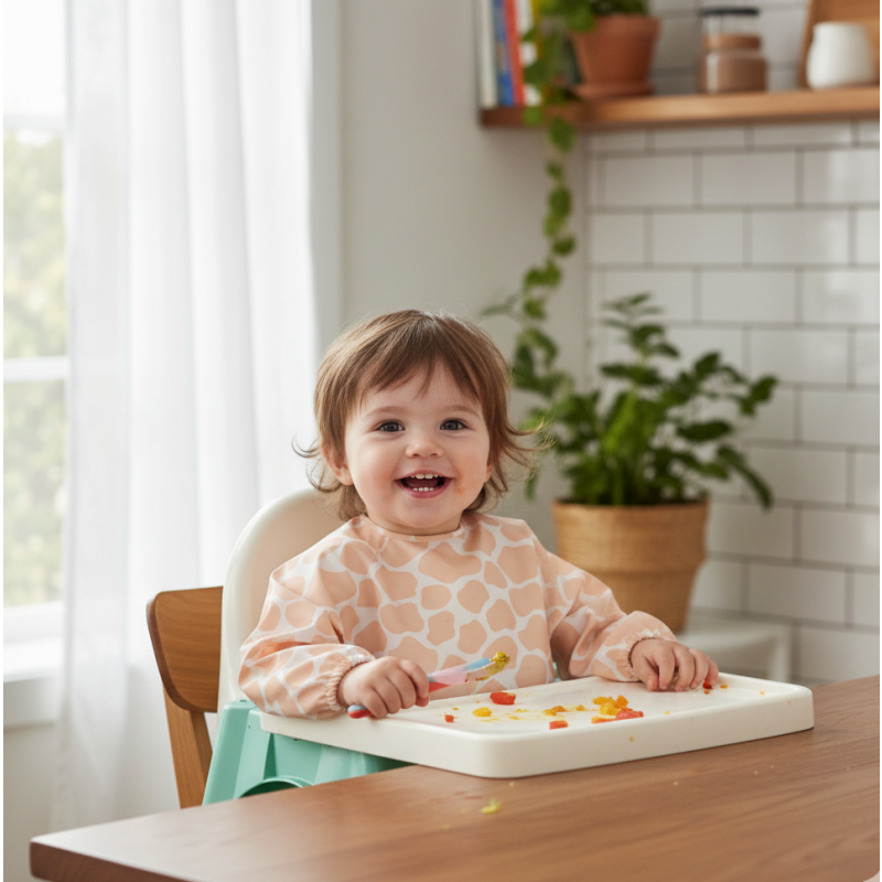 婴儿围兜生产厂家 - 批发定制PU长袖