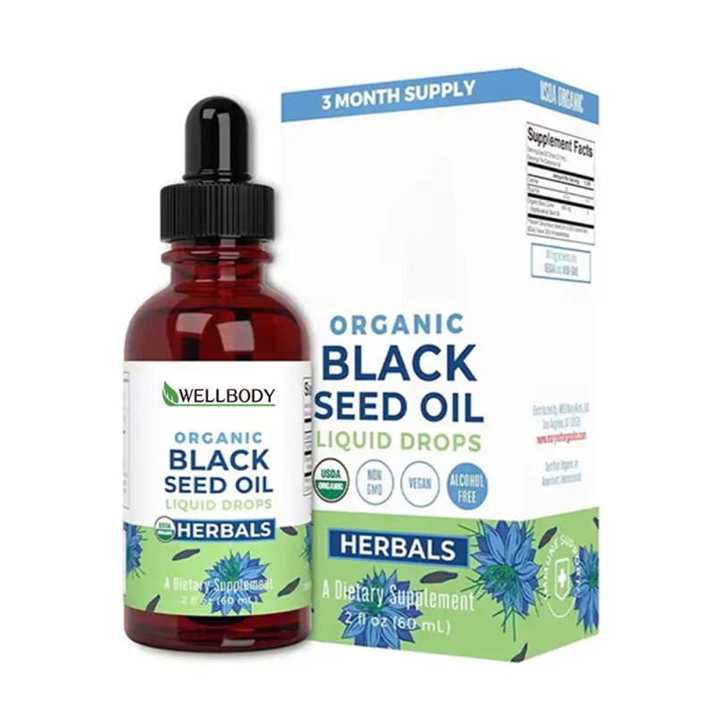 WELLBODY Private Label Boost Immunity Pure Black Cumin Seed Oil Skin Health Cold Pressed Black Seed Oil Drops Hair Growth