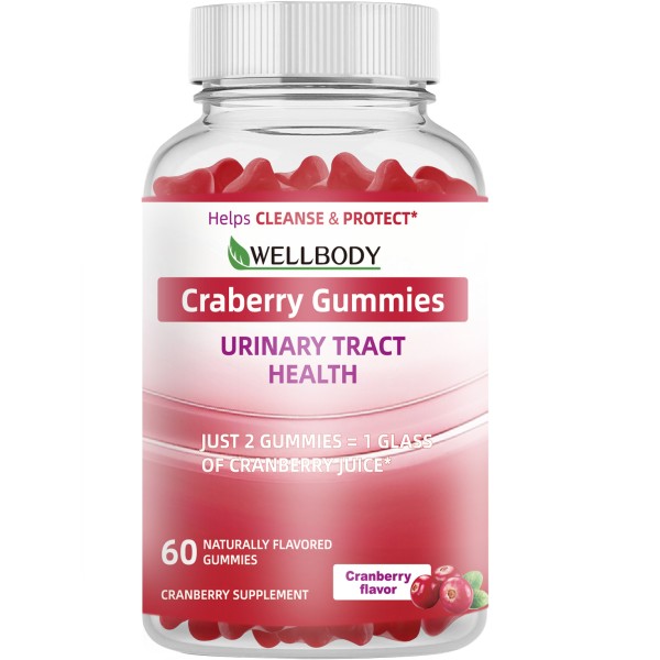 WELLBODY Supply OEM ODM Health Dietary Fiber Vitamins Supplement Cranberry Probiotics Gummy Cranberry Gummies