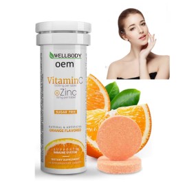 Wellbody OEM/ODM Hot Sale Sugar Free Vitamin C 1000mg Effervescent Tablets Immunity Support Dissolvable Vitamin C Tablets