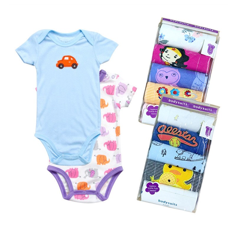 婴儿连体衣厂家 - 新款0-6个月5件有机棉