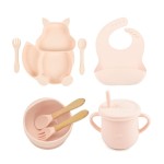 Baby Tableware Manufacturer - 8PCS Squirrel Silicone Sucker Set
