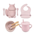Baby Tableware Manufacturer - 8PCS Squirrel Silicone Sucker Set