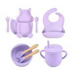 Baby Tableware Manufacturer - 8PCS Squirrel Silicone Sucker Set