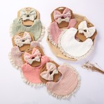 Baby Bib Set Factory - OEM Solid Color Lace Bow Headband Set