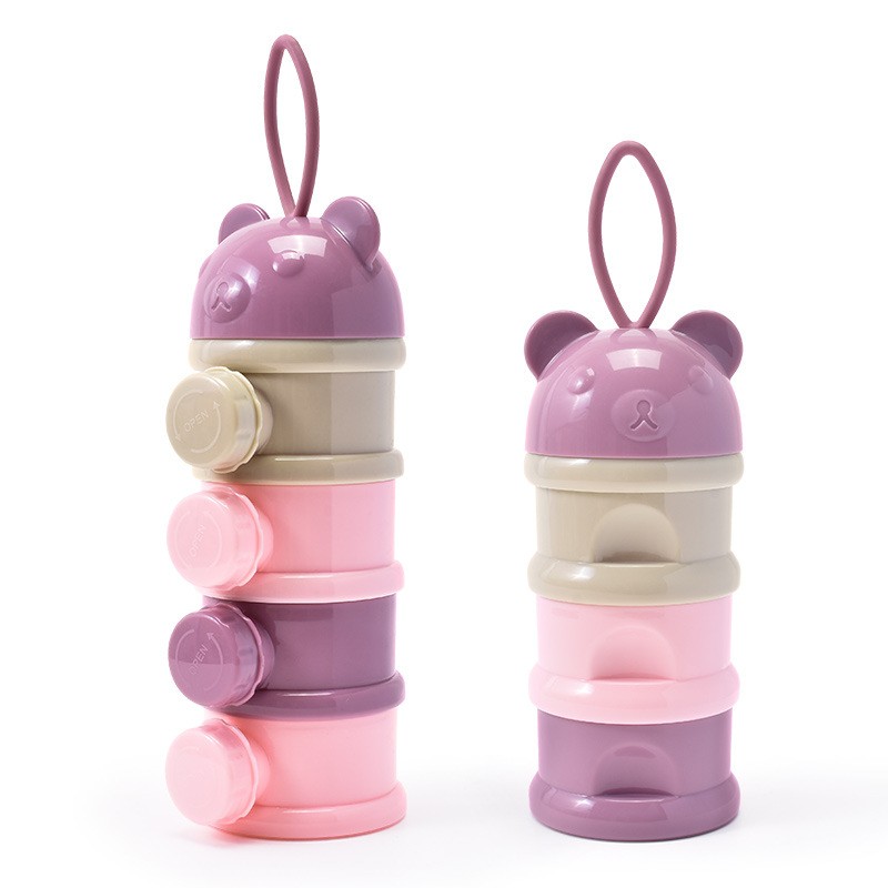 便携零食盒工厂 - 可定制卡通熊奶粉容器