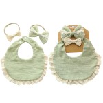 Baby Bib Set Factory - OEM Solid Color Lace Bow Headband Set