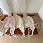 Cute Knitted Hat Supplier - OEM Wool Ball Earflap Warm Beanie