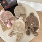 Cute Knitted Hat Supplier - OEM Wool Ball Earflap Warm Beanie