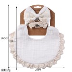 Baby Bib Set Factory - OEM Solid Color Lace Bow Headband Set