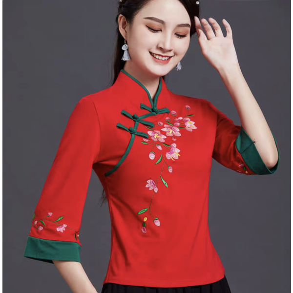 民族衬衫工厂-中国传统民族风格刺绣衫