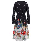 Women Dress Factory - Christmas Print V Neck