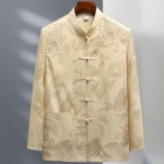 中式服装工厂-男式传统亚麻汉服长袖唐装