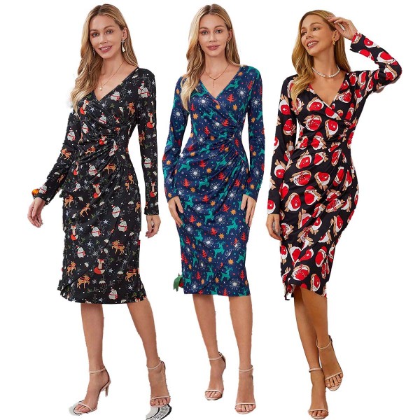 圣诞服装供应商-圣诞女式麋鹿印花休闲