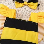 婴儿连体衣生产厂家-2件女婴褶皱蜜蜂