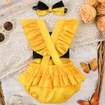 婴儿连体衣生产厂家-2件女婴褶皱蜜蜂