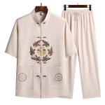 中式服装生产厂家-唐装男式汉服爷爷装