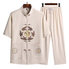 中式服装生产厂家-唐装男式汉服爷爷装