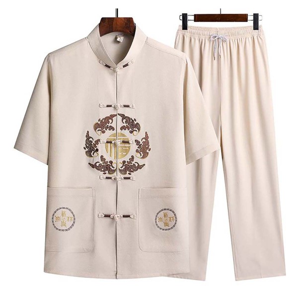 中式服装生产厂家-唐装男式汉服爷爷装