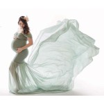 长裙工厂-全新露肩棉质雪纺拖地孕妇裙